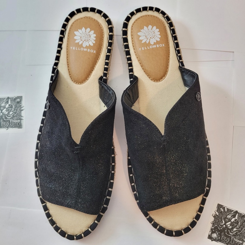 Yellow Box Black Glitter Slide Sandals - Picture 9 of 16